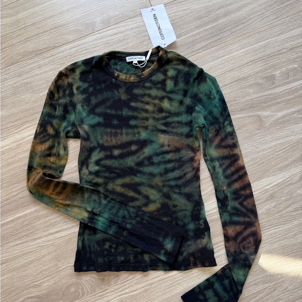NWT Cotton Citizen Rio Long Sleeve Shirt Sheer Top Tie Dye 100% Cotton Sz XS